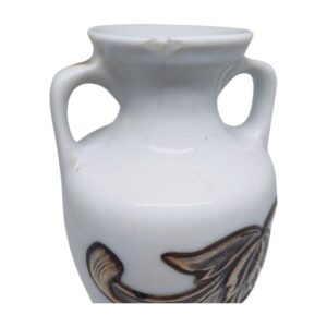 Πορσελάνινο Μικρό Βάζο Βεργίνα Με Ασημένιο Σκάλισμα